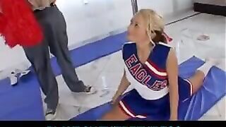 A flexible girl is having fun with her boyfriend after gymnastics