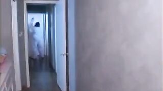 The sexy brunette Asian was fucked by a huge dick in her mouth