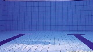 Naked swimming in the pool with Helen