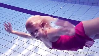 Naked swimming in the pool with Helen