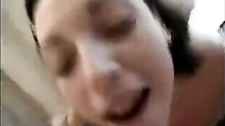 A friend cleans up the sperm from the vagina and anus with passion