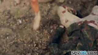 Blonde beauty fucked by a young man in an abandoned warehouse at 60fps