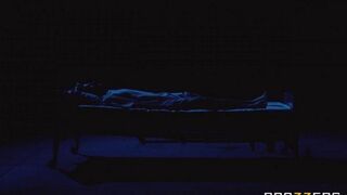 A depraved nurse gets a messy cumshot on her face and in her mouth