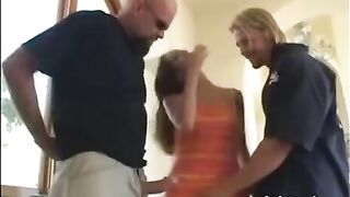 Insatiable whore Jenna Haze fucked by two guys in a group sex session