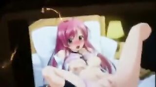 Hentai fucked by two girls and jerked off by them both