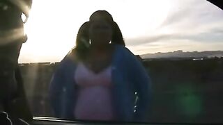 The fat woman has a huge vagina that swallows everything