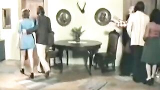 A hot foursome sex with a charming brunette in retro style