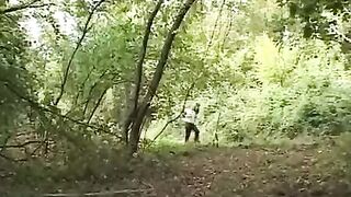 A sexy girl met a maniac in the forest and got fucked