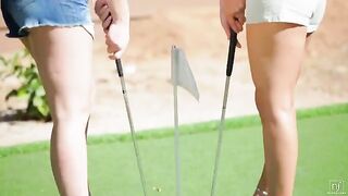 The beauty lost herself in a lesbian game of golf