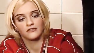 A hot girl has sex accidentally with a guy in the toilet washer