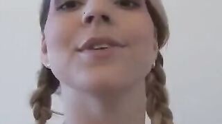A man with a big plus helped the girl with her mouth