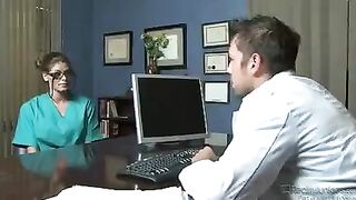 A nurse with fake tits gets perverted in the hospital