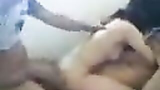 Young Asian beauty has sex with two guys in a threesome