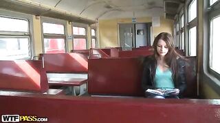 A hot girl was picked up at the train station and fucked by a crowd