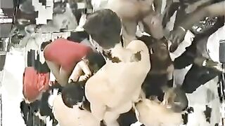 A crowd of people fucked a young girl with big tits