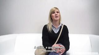 Young czech girl gets fucked at a porn casting, showcasing her blowjob skills