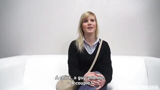 Young czech girl gets fucked at a porn casting, showcasing her blowjob skills