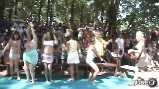 Two young people are having fun in the forest outdoors