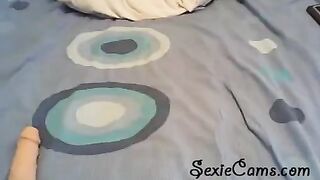 The beauty checks the strength of sex toys on webcam