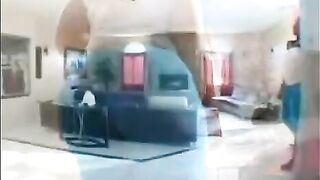 A fat black woman fucks her man on the couch in doggystyle