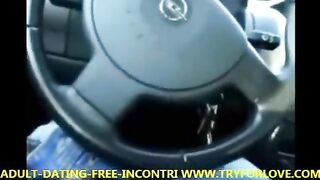 Blonde girl pays the taxi driver with her mouth in a steamy car encounter