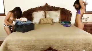 Asian girl seduces her lover on the bed with passionate moves