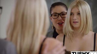 Blond in stockings takes a deep cock in her tight ass