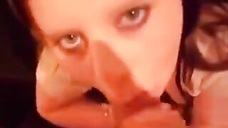 Cute girls love to eat sperm when sucking cock
