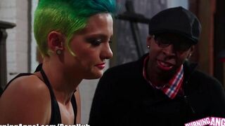 Blonde girl in black stockings and emo style gets fucked