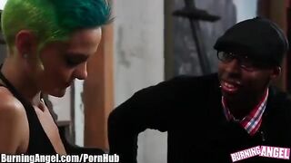 Blonde girl in black stockings and emo style gets fucked