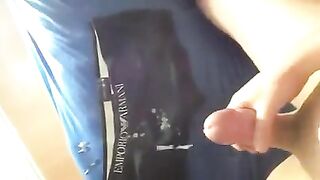 The guy masturbated his dick, but cum did not come out, it was a pity