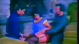 A hot Italian threesome scene from a classic porn movie