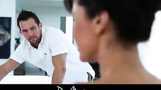 Girl has sex with her boyfriend using oil on her body