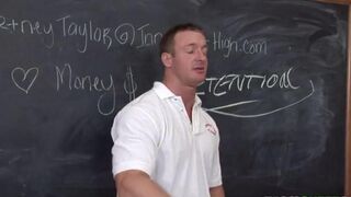 The girl slept with her teacher in his office right on the table