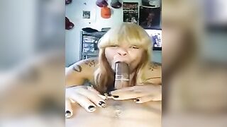 Black beauty fucked in a condom, she is very fond of sucking cock