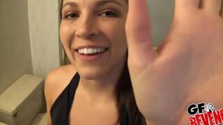 Quickie sex in the bathroom with a stunning beauty