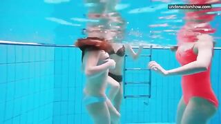 Nude beauties in the pool, captured by a sneaky camera