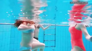 Nude beauties in the pool, captured by a sneaky camera