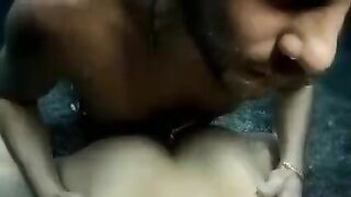 The beautiful woman fucks with a guy under the water