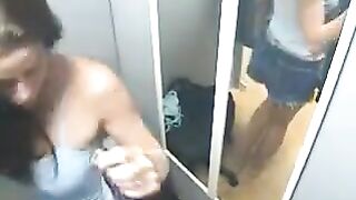 The man filming his naked sister in the room is very amused