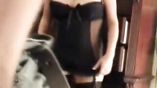 The husband came home and found his sexy wife in a corset waiting for him
