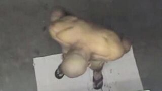 A spy camera in the shower caught a naked man, creating a peep show