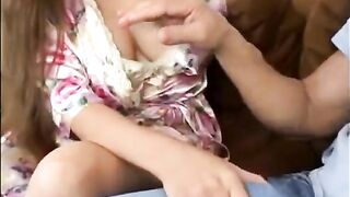 The mother, tired, fell asleep on the couch, her son woke her up