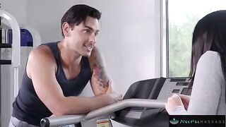 Angela White gets naked and oily with an old friend on Nuru Massage