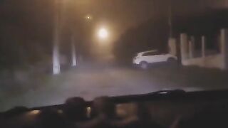The girl was exercising outdoors when she met a stranger