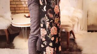 Vampire fucker with sexy redhead in black dress