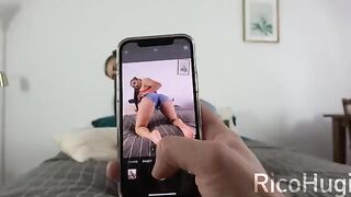 Guy's stepsister fucks while she's on the phone with her BF