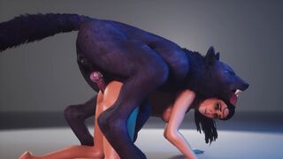 Werewolf fucks a beautiful woman with a juicy pussy