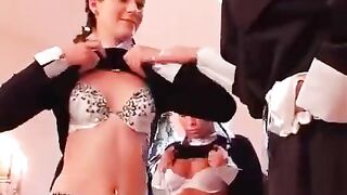 Three girls fucked by a strict nun in a hardcore group sex scene