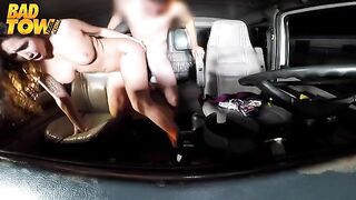 Up a skirt of a passenger and driver in the car, hidden camera